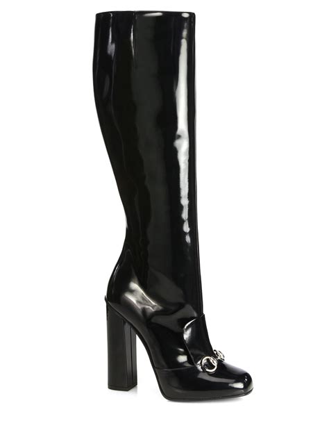 gucci black patent boots|gucci boots women black.